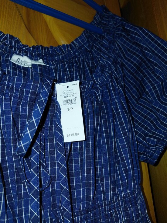 Blue gingham maxi dress Gap - Picture 6 of 7